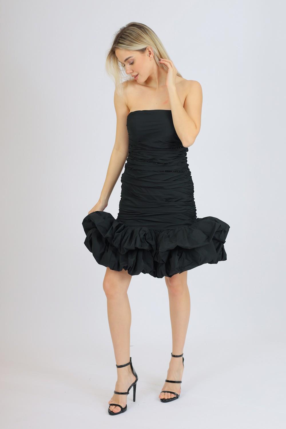 Short Evening Dress with Ruffled Skirt