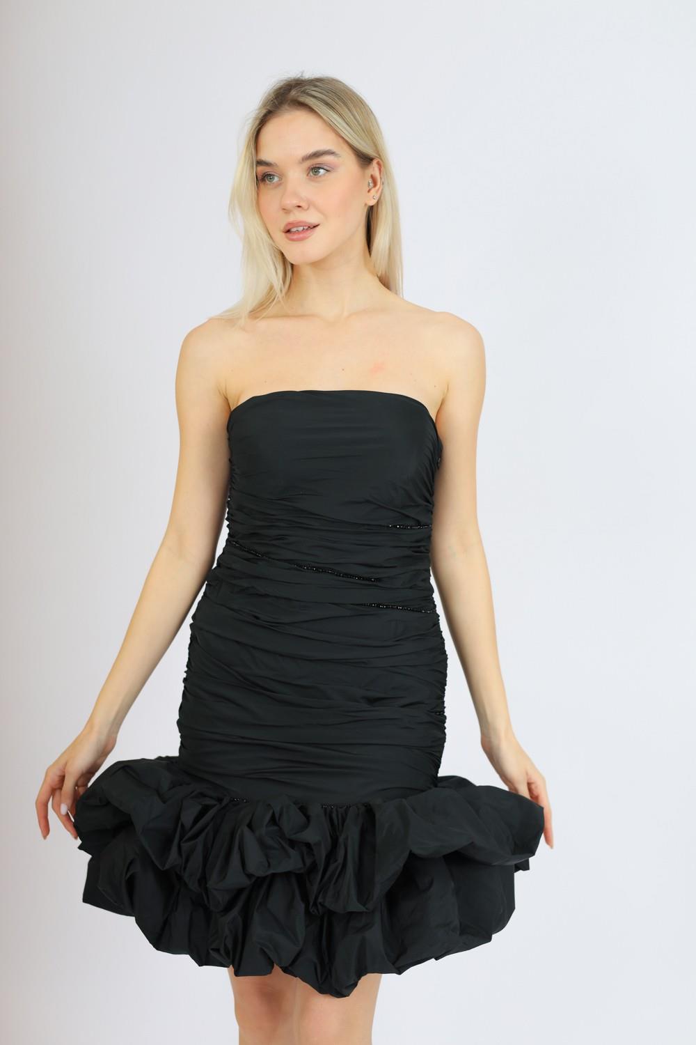 Short Evening Dress with Ruffled Skirt