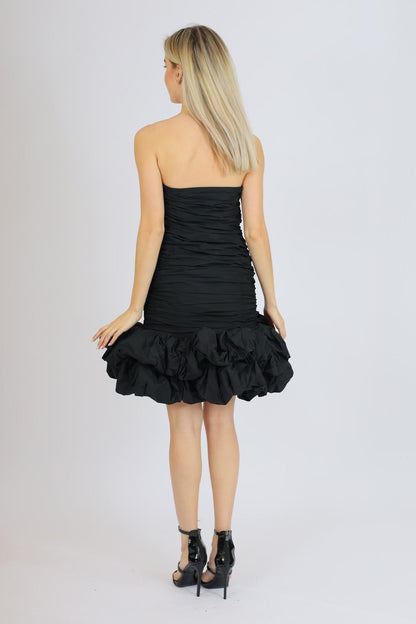 Short Evening Dress with Ruffled Skirt