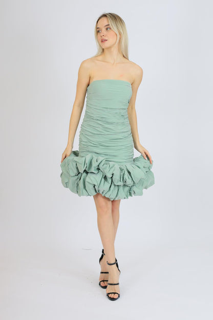 Short Evening Dress with Ruffled Skirt