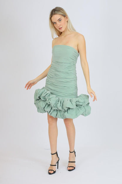 Short Evening Dress with Ruffled Skirt