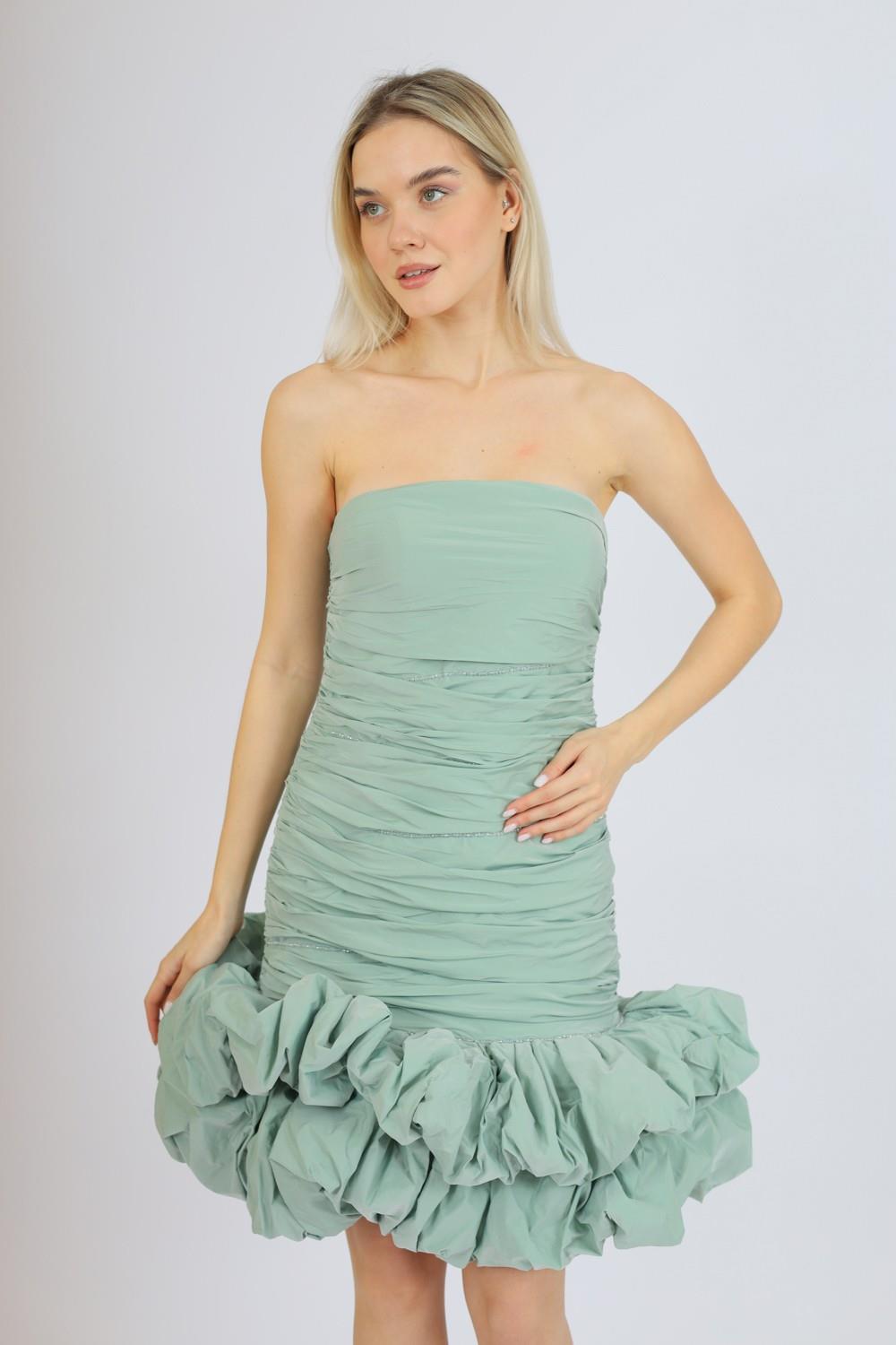 Short Evening Dress with Ruffled Skirt