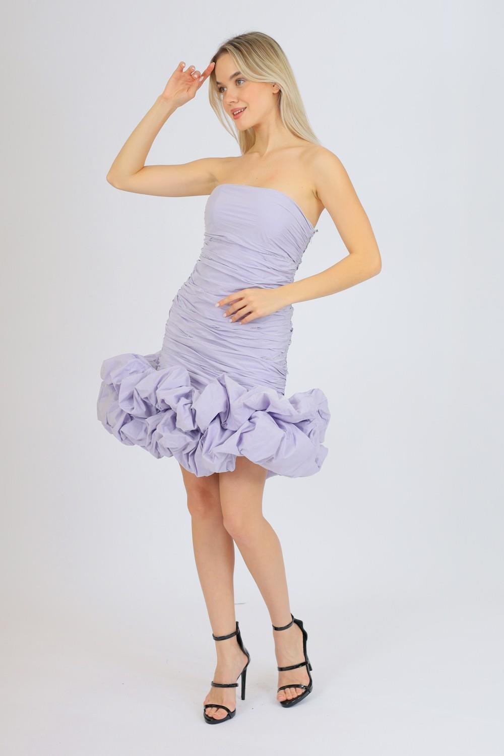 Short Evening Dress with Ruffled Skirt