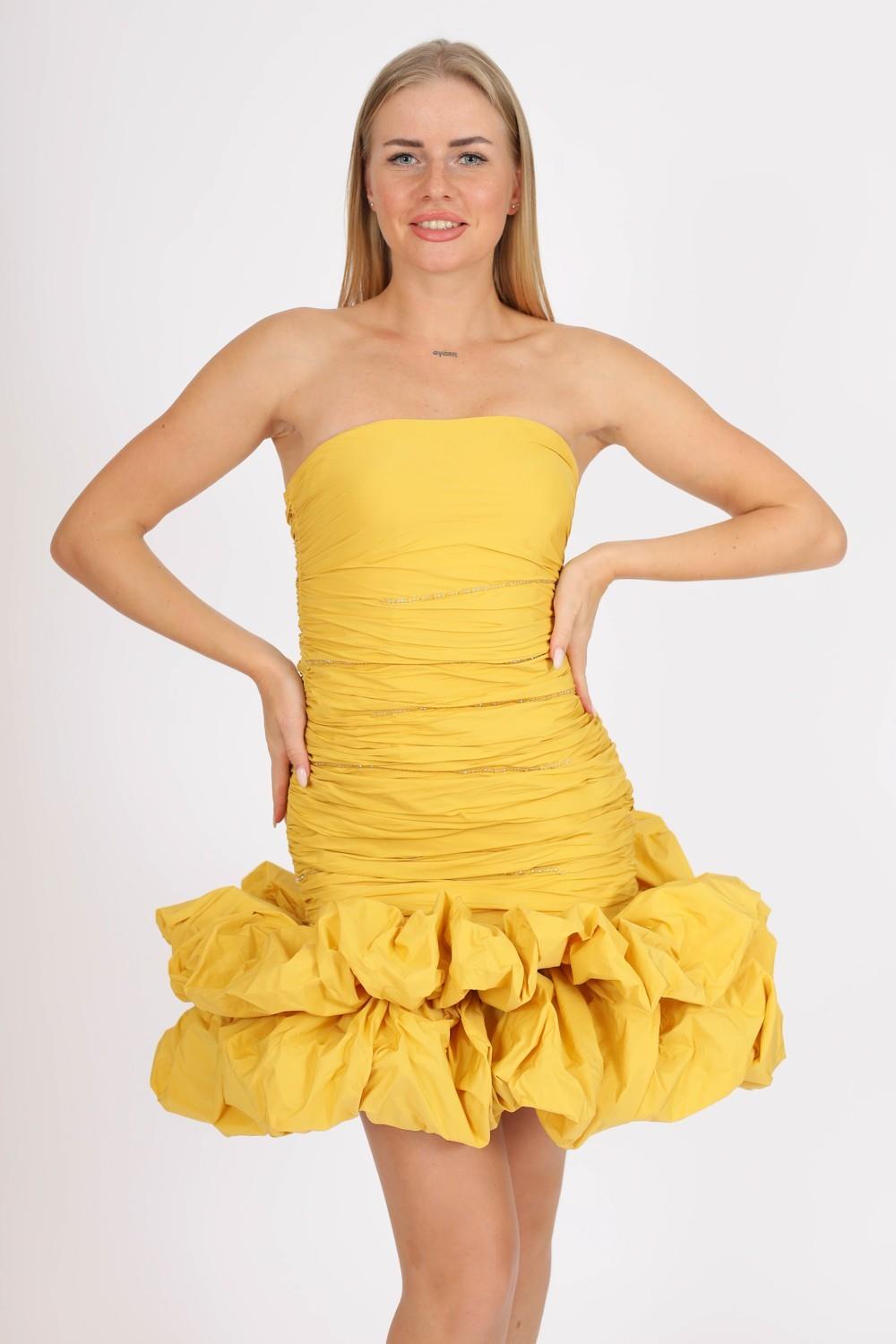 Short Evening Dress with Ruffled Skirt