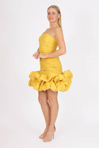 Short Evening Dress with Ruffled Skirt