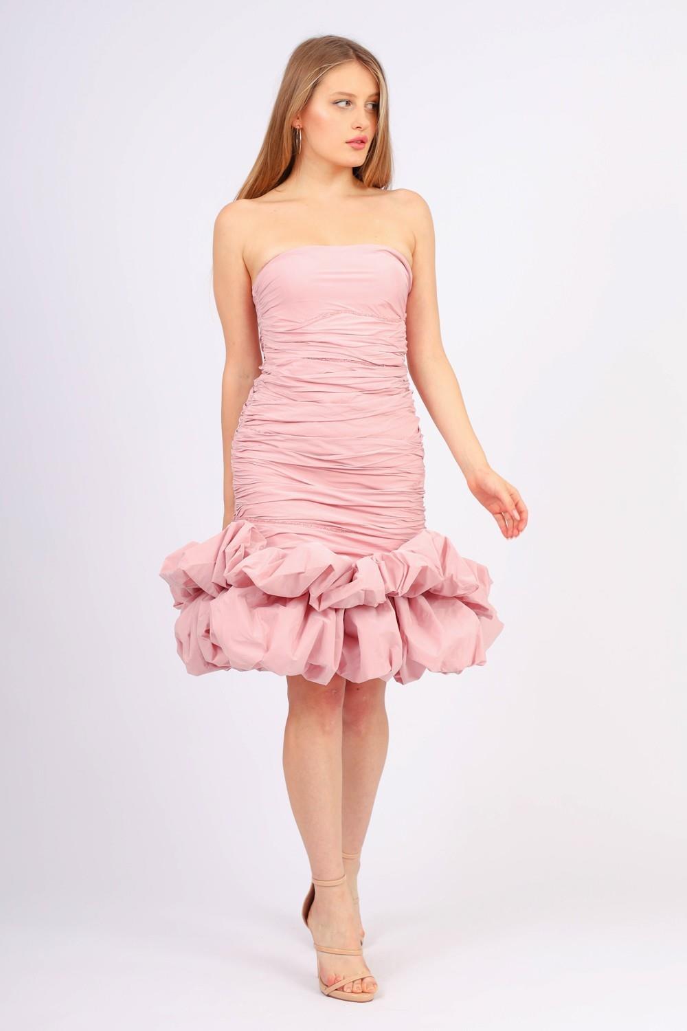 Short Evening Dress with Ruffled Skirt