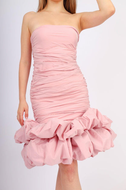 Short Evening Dress with Ruffled Skirt