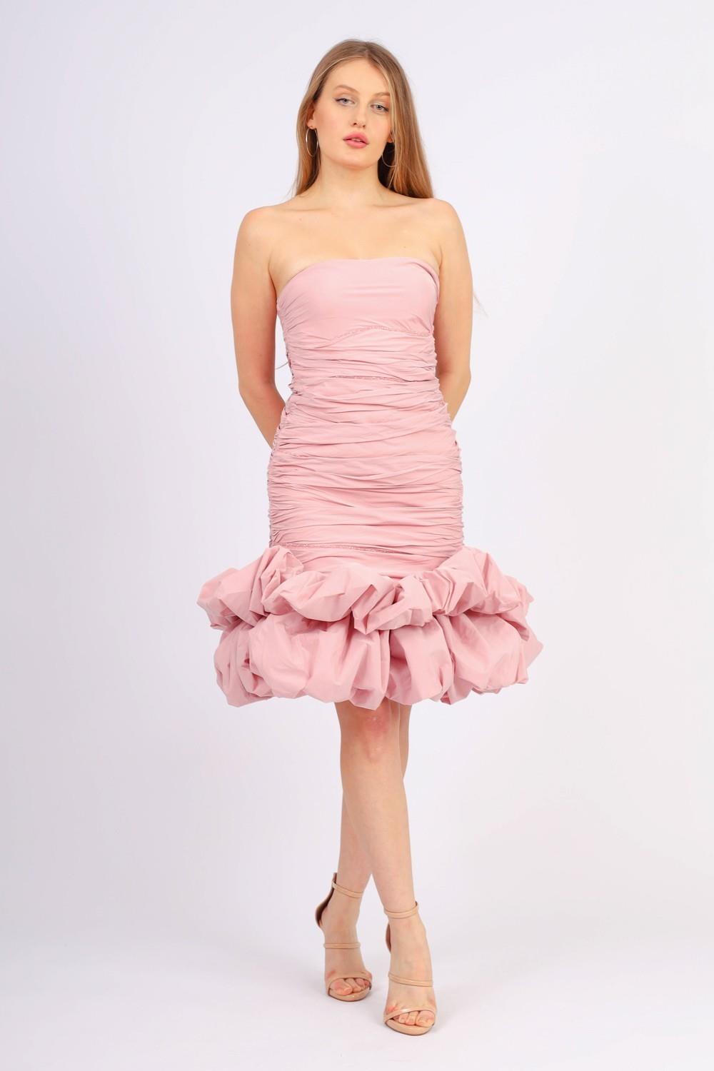 Short Evening Dress with Ruffled Skirt