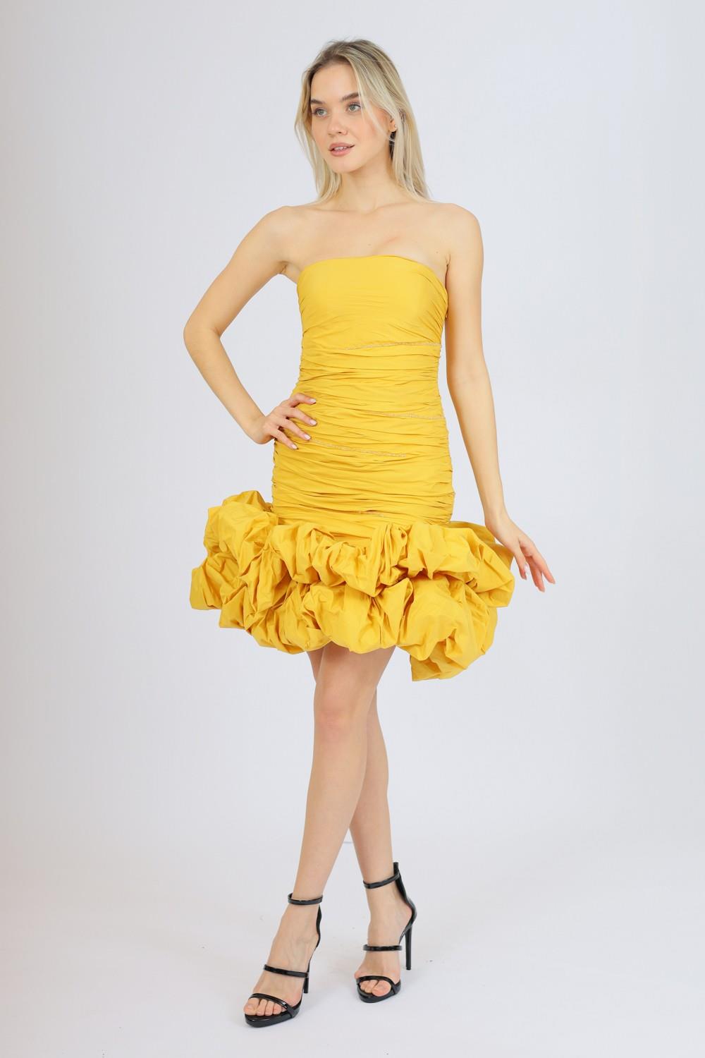 Short Evening Dress with Ruffled Skirt