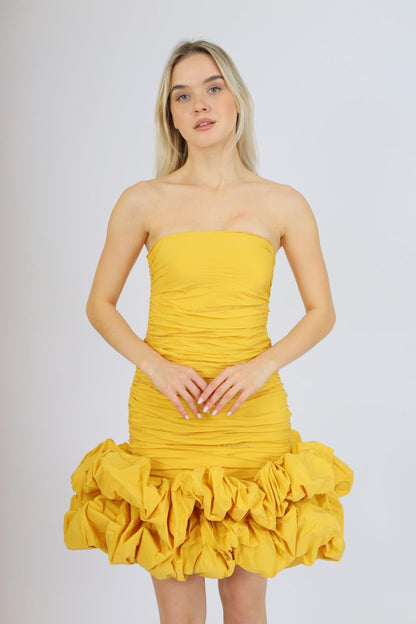 Short Evening Dress with Ruffled Skirt