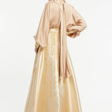 Satin Top Embroidered Mikado Skirt Veiling Dress