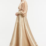 Satin Top Embroidered Mikado Skirt Veiling Dress