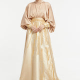 Satin Top Embroidered Mikado Skirt Veiling Dress - 2009C