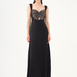 Sequin Detailed Strappy Heart Neck Long Evening Dress