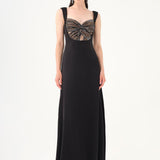 Sequin Detailed Strappy Heart Neck Long Evening Dress