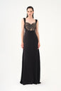 Sequin Detailed Strappy Heart Neck Long Evening Dress