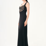 Sequin Detailed Strappy Heart Neck Long Evening Dress