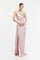 Sequin Top Satin Slit Evening Dress