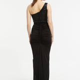 Sequin Embroidered Slit Evening Dress - 3018C