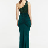 Sequin Embroidered Slit Evening Dress - 3018C