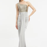 Sequin Embroidered Slit Evening Dress - 3018C