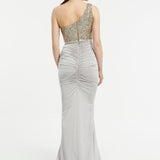 Sequin Embroidered Slit Evening Dress - 3018C