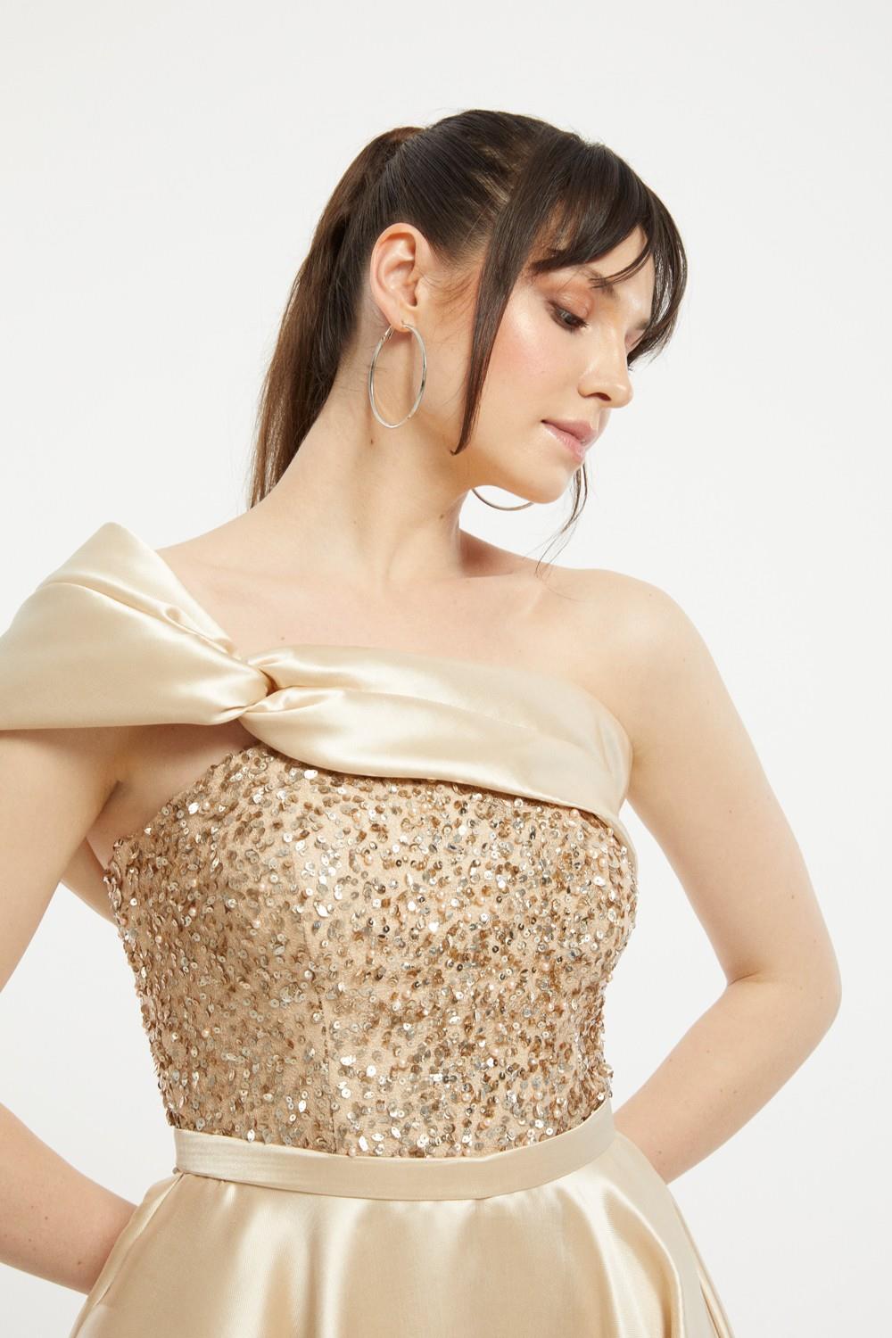 Sequin Detailed Ziberlin Long Evening Dress