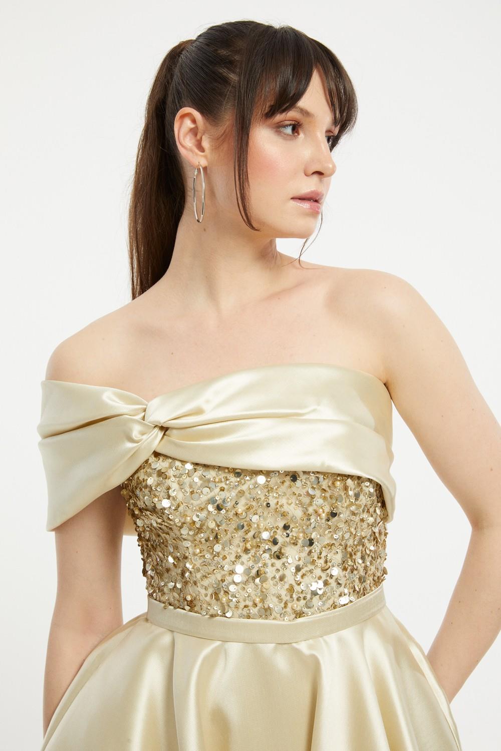 Sequin Detailed Ziberlin Long Evening Dress