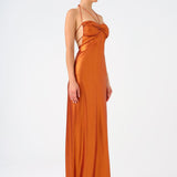 Shiny Knitted Long Evening Dress with Neck Straps