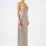 Shiny Knitted Long Evening Dress with Neck Straps