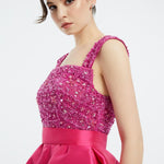 Bow Tail Short Evening Dress