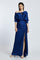 Short Sleeve Slit Long Evening Dress with Buckle