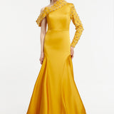 Sleeve and Shoulder Detailed Fish Cut Evening Dress - 2022C