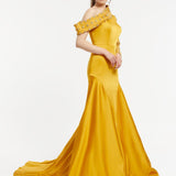 Sleeve and Shoulder Detailed Fish Cut Evening Dress - 2022C