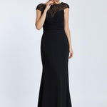 Sleeveless Neck Embroidered Long Evening Dress