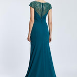 Sleeveless Neck Embroidered Long Evening Dress