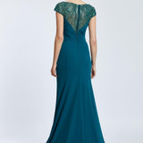 Sleeveless Neck Embroidered Long Evening Dress