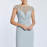 Sleeveless Neck Embroidered Long Evening Dress