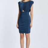 Sleeveless Draped Short Evening Dress