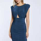 Sleeveless Draped Short Evening Dress