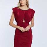 Sleeveless Draped Short Evening Dress