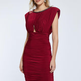 Sleeveless Draped Short Evening Dress