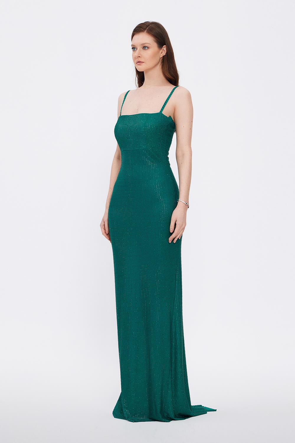 Sleeveless Long Evening Dress with Straps