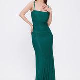 Sleeveless Long Evening Dress with Straps