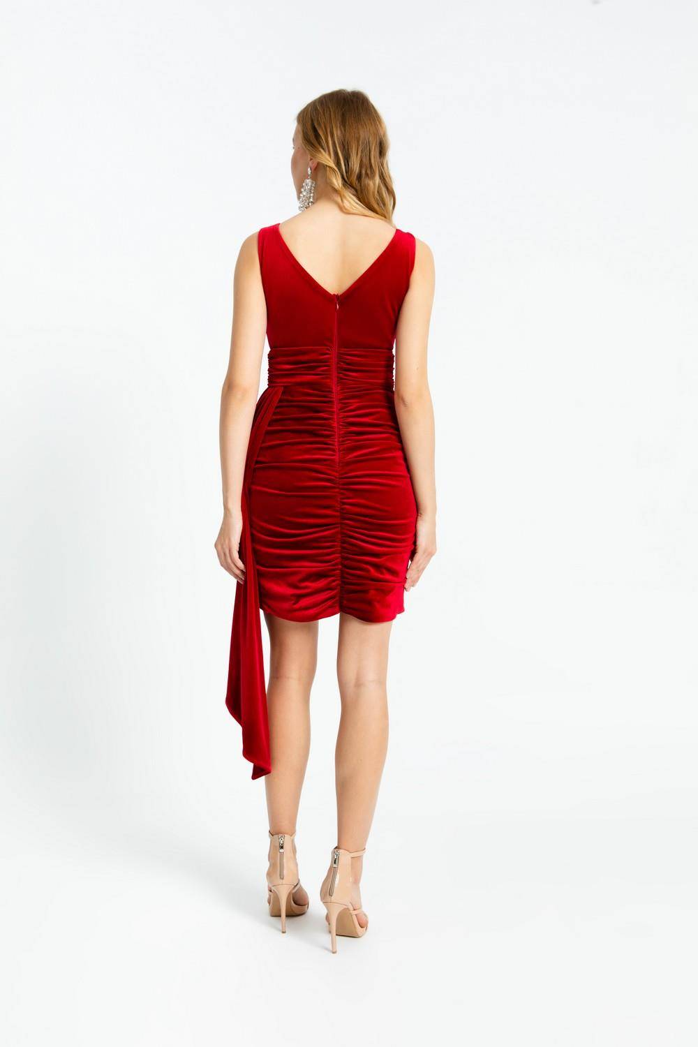 Sleeveless Short Velvet Evening Dress