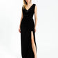 Slit Sleeveless Velvet Long Evening Dress