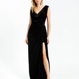 Slit Sleeveless Velvet Long Evening Dress - 1301