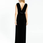 Slit Sleeveless Velvet Long Evening Dress