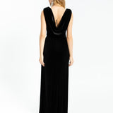 Slit Sleeveless Velvet Long Evening Dress - 1301