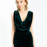 Slit Sleeveless Velvet Long Evening Dress - 1301